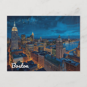 Cartão Postal Arte do Horizonte de Boston Massachusetts