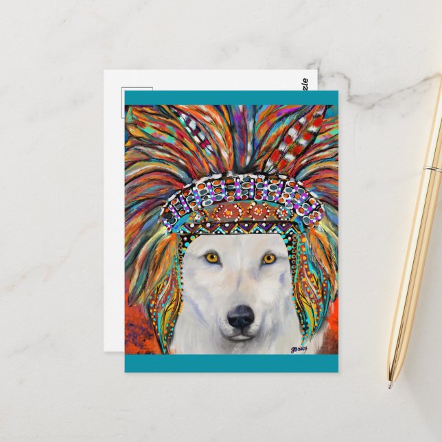 Cartão Postal Arte do Lobo Branco (Frente/Verso In Situ)
