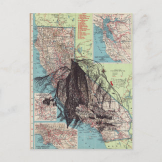 Cartão Postal Arte do Mapa da Califórnia