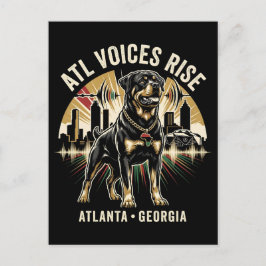 Cartão Postal Arte do Orgulho Cultural Rottweiler de Atlanta Geó