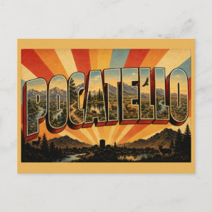 Cartão Postal Arte do rio das montanhas do sopé de Pocatello Ida