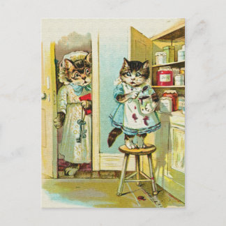 Cartão Postal Arte do vintage: Roubo travado gatinho
