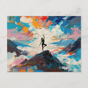 Cartão Postal Arte do Yoga: Beleza Equilibrada (Pintura a Óleo n