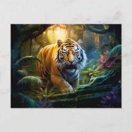 Cartão Postal Arte do Zodíaco Chinês do Tigre Majestoso