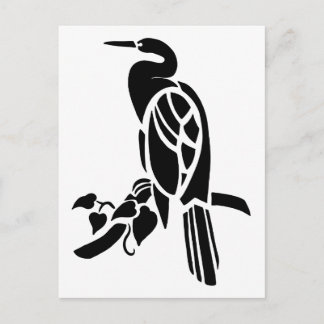 Cartão Postal Arte dos vetores brancos e negros, aves: herão na