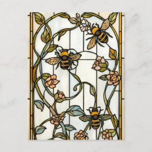 Cartão Postal Arte elegante art nouveau botânico  vidro manchado