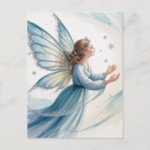 Arte em Aquarela da Fada da Neve de Inverno 