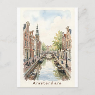 Cartão Postal arte em aquarela de Amsterdã