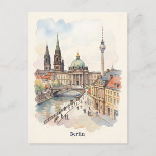 Cartão Postal arte em aquarela de Berlim