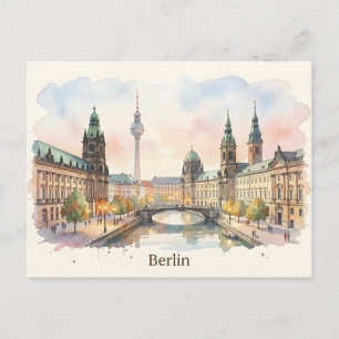 Cartão Postal arte em aquarela de Berlim