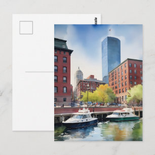 Cartão Postal arte em aquarela de Boston