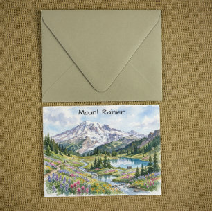 Cartão Postal Arte em Aquarela do Parque Nacional Mount Rainier