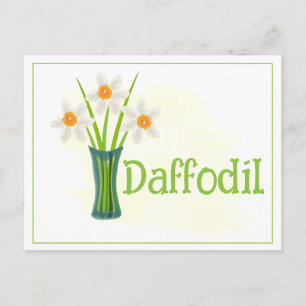 Cartão Postal Arte em Aquarela Flor de Narciso Aniversário de Ma