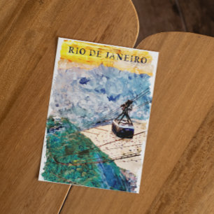 Cartão Postal Arte em Aquarela Rio de Janeiro Brasil