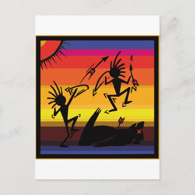 Cartão Postal Arte em Caverna Indiana Nativa (Frente)