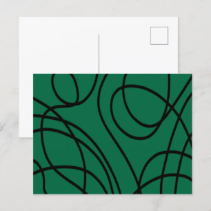 Cartão Postal Arte em Linha Moderna em Verde e Preto