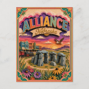 Cartão Postal Arte em Papel da Aliança Nebraska PopCut States