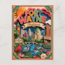 Arte em Papel de Fort Wayne Indiana PopCut Estados