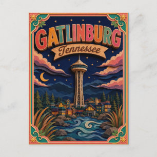 Cartão Postal Arte em Papel de Gatlinburg Tennessee PopCut Estad