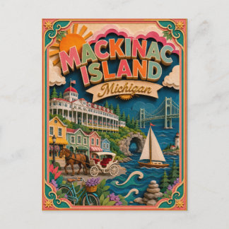 Cartão Postal Arte em Papel de Mackinac Island Michigan PopCut E