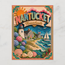 Arte em Papel de Nantucket Massachusetts PopCut Es