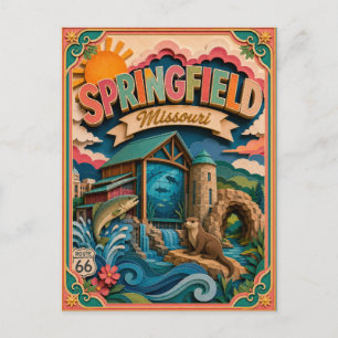 Cartão Postal Arte em Papel de Springfield Missouri PopCut