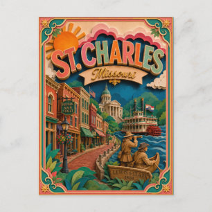 Cartão Postal Arte em Papel de St. Charles Missouri PopCut