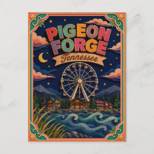 Cartão Postal Arte em Papel Pigeon Forge Tennessee PopCut States