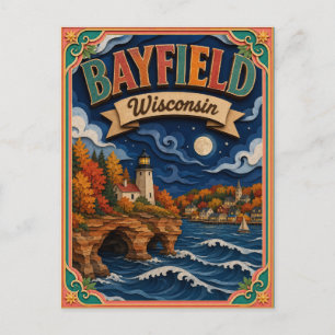 Cartão Postal Arte em Papel PopCut Estados Bayfield Wisconsin