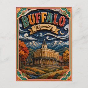 Cartão Postal Arte em Papel PopCut Estados Buffalo Wyoming