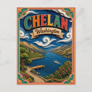 Cartão Postal Arte em Papel PopCut Estados Chelan Washington