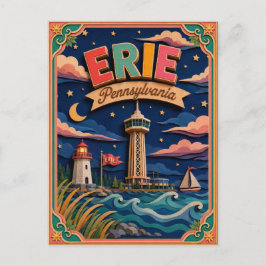 Cartão Postal Arte em Papel PopCut Estados Erie Pensilvânia