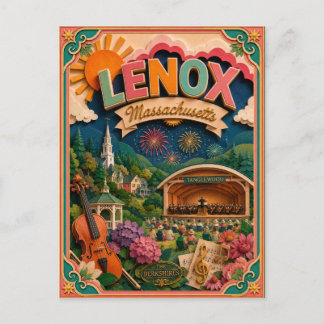 Cartão Postal Arte em Papel PopCut Estados Lenox Massachusetts