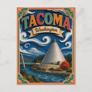 Cartão Postal Arte em Papel PopCut Estados Tacoma Washington