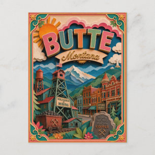 Cartão Postal Arte em Papel PopCut States Butte Montana