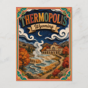 Cartão Postal Arte em Papel Thermopolis Wyoming PopCut Estados