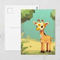 Arte em Pixel de Girafa Bebê Fofa