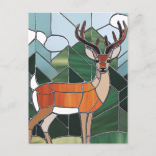 Cartão Postal Arte em Vidro Pintado, Estilo de Arte de Veado em