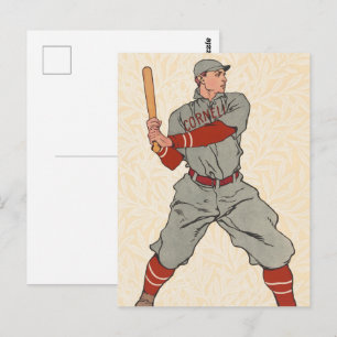 Cartão Postal Arte Esportiva Vintage do Beisebol da Ivy League d