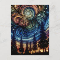 Arte Etéreo Místico com Árvores e Céu Noturno 