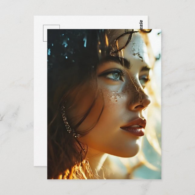 Cartão Postal Arte feminina de exposição dupla (Frente/Verso)