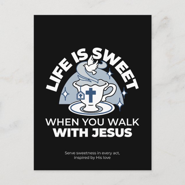 Cartão Postal Arte Fiável - Teacup com Cruz e Dove (Frente)