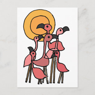 Cartão Postal Arte Flamingo Rosa Engraçada