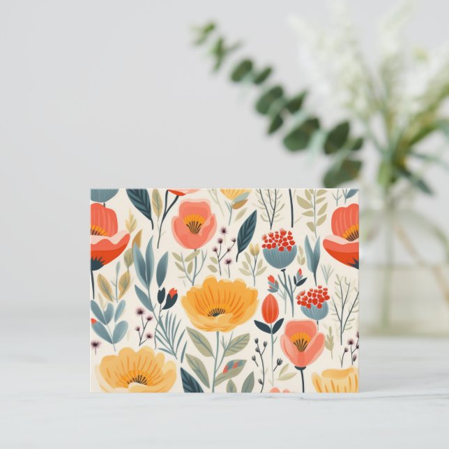 Cartão Postal Arte Flor Colorida (Em pé/Frente)