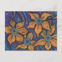 Arte Floral Abstrata de Flores Douradas Pintura em