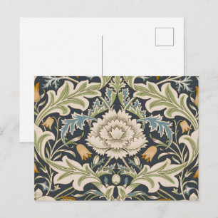 Cartão Postal Arte Floral Azul Marinho William Morris Severn