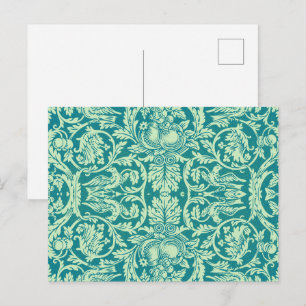 Cartão Postal Arte Floral de Pássaro Azul Rei William Morris