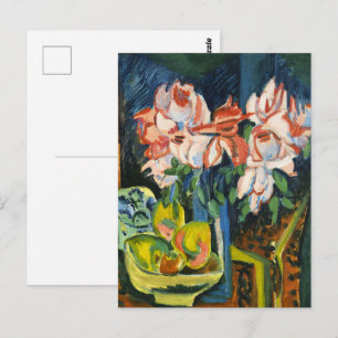 Cartão Postal Arte Floral Expressionista de Rosas Rosa Kirchner