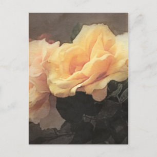 Cartão Postal arte floral vegetativa em cores pastosas