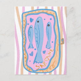 Cartão Postal Arte Fofa de Sardinha